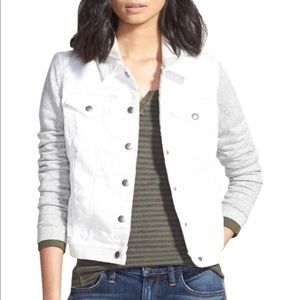 White and Grey Hooded Denim Jacket